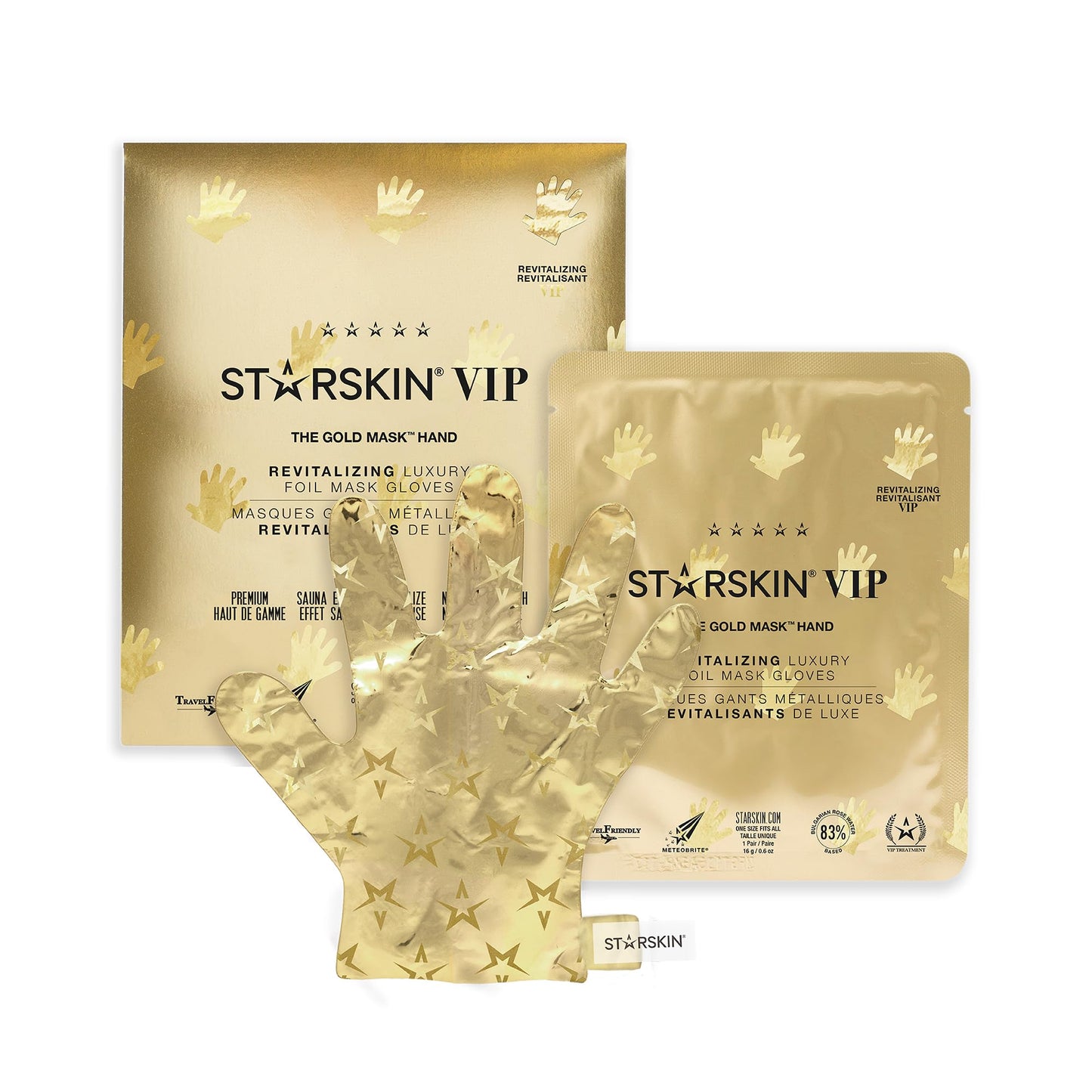 STARSKIN VIP Gold Mask Hand, Revitilizing Hand Mask for all Skin Types, Korean Skin Care, Hydrating and Moisturizing with Shea Butter and Bulgarian Rose Oil, K Beauty Skincare (1 Pack)