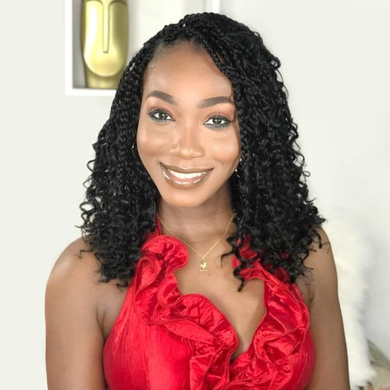 Fulcrum Goddess Box Braids Crochet Hair 12 Inch, 9 Packs Box Braids Crochet Hair for Women, Crochet Braids with Curly Ends (12Inch, 1B#)