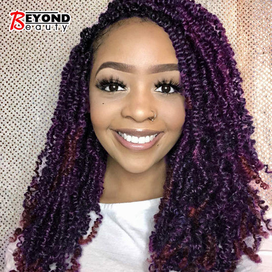 Beyond Beauty Spring Twist Crochet Hair 90strands 8 Inch Fluffy Spring Twists Braiding,Spring Twist Crochet Braids Bomb Twist Crochet Hair for Black Women(Dark&Light Wine)