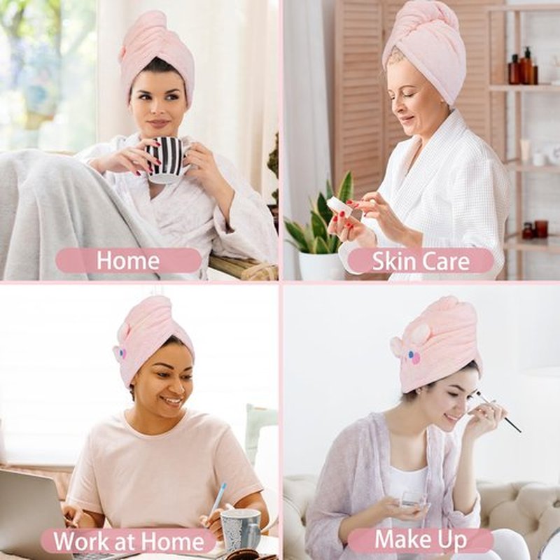 WSLFOKIDA Hair Towel, 2 Packs for Wet Hair, Hair Drying Towels, Ultra Absorbent Twist Hair, for Drying Long & Thick Hair (Pink)