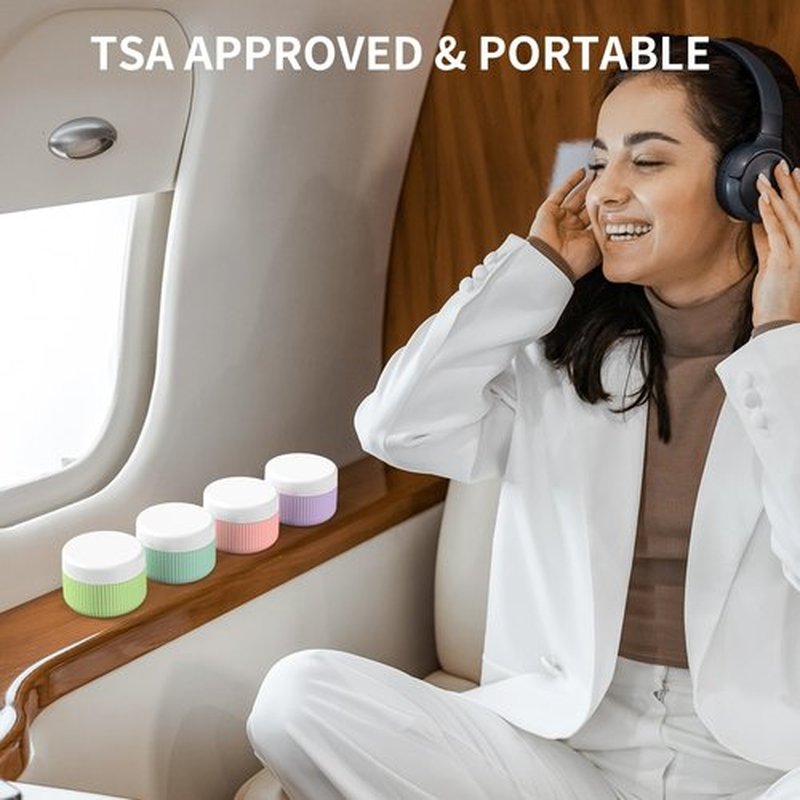 ME.FAN Travel Containers for Toiletries, TSA Approved 1.5 oz Silicone Cream Jars, Leak-proof Travel Size Containers, Travel Accessories with Lid for Cosmetic Face Hand 4 Pack White Lid - Bright
