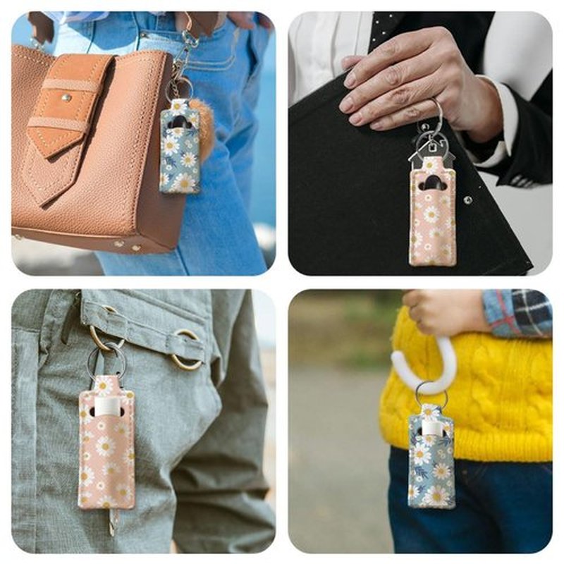 OLYCRAFT 2pcs Lipstick Holder Keychain Daisy Pattern Lip Balm Holders Elastic Diving Fabric Lipstick Keychains Portable Lipstick Holder Bags Lipstick Sleeve Key Ring Holder for Lipstick Chapstick