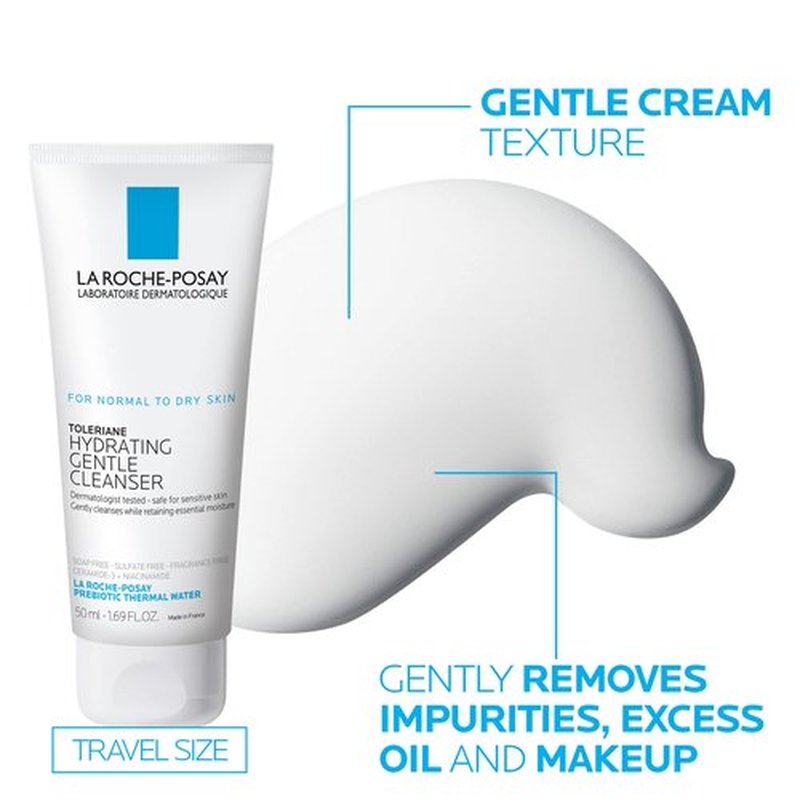 La Roche-Posay Skin Care Set Anthelios Tinted Sunscreen SPF 50 & Travel Size Toleriane Hydrating Gentle Cleanser, Tinted Mineral Sunscreen with Titanium Dioxide & Gentle Face Wash, Gift Set