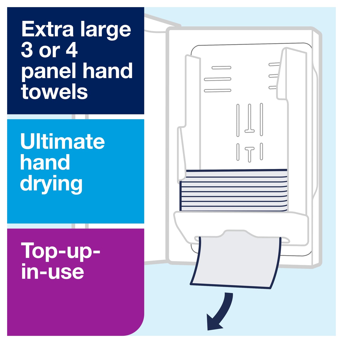 Tork Xpress Multifold Paper Towel Dispenser, Stainless Steel H2, One-at-a-Time Dispensing, Image Range, 463002
