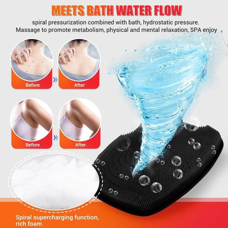 Zinc Infused - Silicone Body Scrubber,Exfoliating Body Scrubber for Sensitive Skin, Sustainable Shower Scrubber for Body, Body Scrubber for Shower and Body Care Routine - Black
