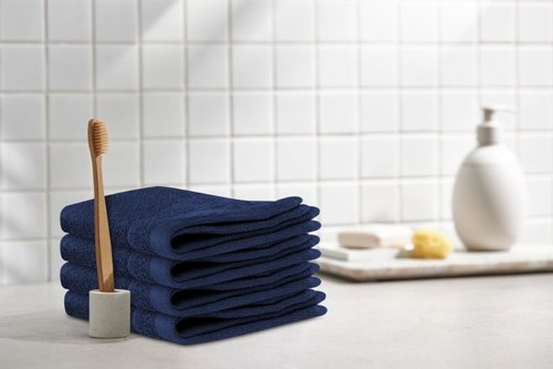 Tens Towels 60 Pack Cotton Washcloths, 12 x 12 in, Ultra Soft, Gentle, Absorbent and Durable Face Towels, Luxurious Hotel Quality, Ultimate Comfort, Perfect for Home, Gym, Spa (Navy)