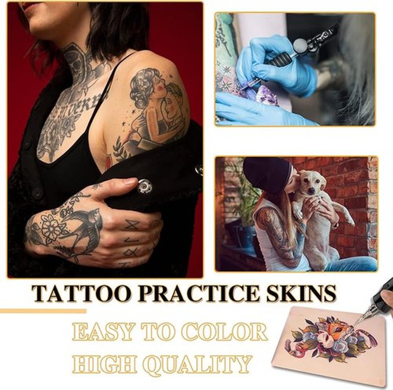 Tattoo Practice Skins 3MM - Prgislew 10Pcs Thick Tattoo Fake Skin Double Sides 7.4x5.6" Blank Tattoo Skin Practice Tattooing and Microblading Eyebrow Practice Skin Kit for Tattoo Supplies