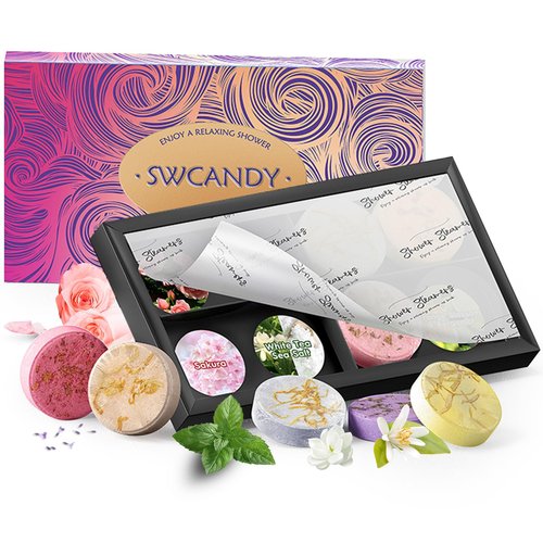 Shower Steamers Aromatherapy SWCANDY 8 Pack Valentines Day Gifts for Women, Her, Mom, Men Natural Essential Oil Home Spa Self Care Stress Relief Relaxation Bath Bombs Mothers Day Gifts Wife Him Flower