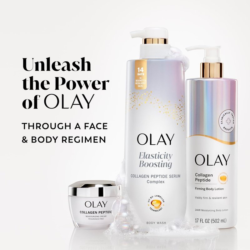 Olay Body Wash for Women - Elasticity Boosting Collagen Peptide Serum | 20 fl oz, Pack of 4, Paraben-Free