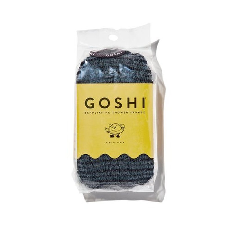 GOSHI Exfoliating Shower Sponge - Rip-Resistant, Rapid-Drying Exfoliating Bath Sponge for All Skin Types - Grey - Made in Japan