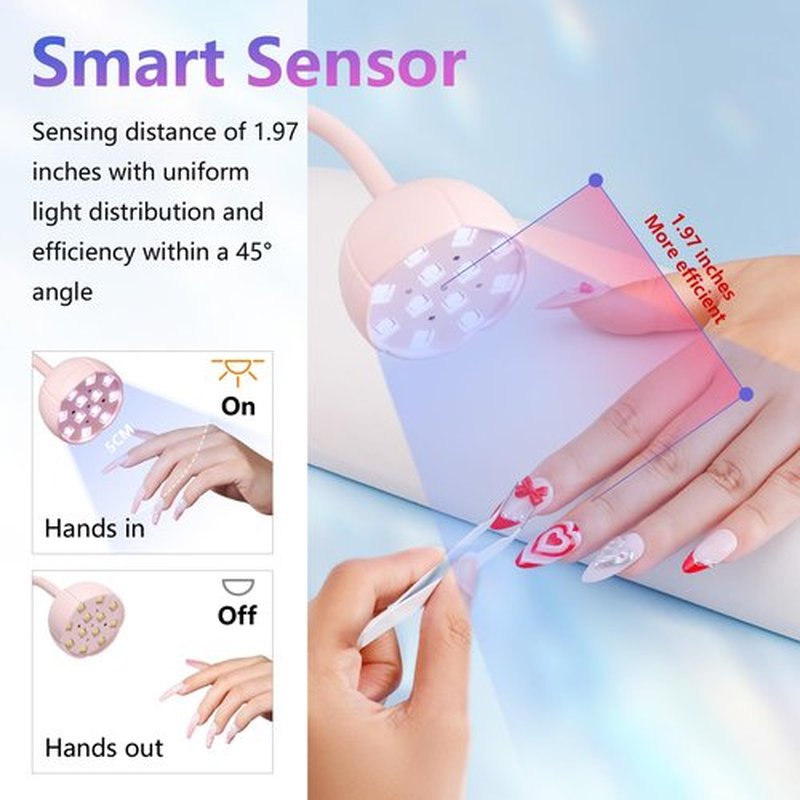 Makartt UV LED Nail Lamp - Gooseneck UV Light for Gel Nails Cherie Cordless USB 24W Nail Dryer Gel Lamp with 4 Times & Auto Sensor Professional Fast Flash Curing Nail UV Light for Gel Polish Nail Art