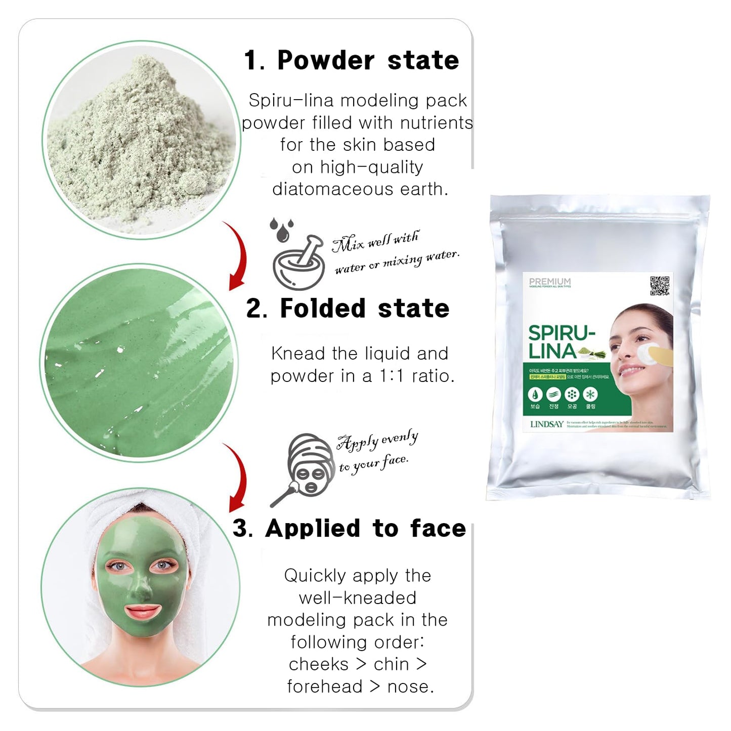 priming water Moisturizing And Soothing Skin Care Mask Pack For Lindsay Modeling Mask Pack Powder, 2.2lb / 1kg (#3. Spirulina)