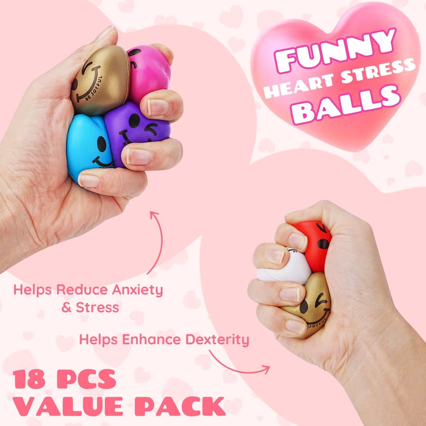Tiaxidex Valentines Day Gifts for Kids, 18 PCS Stress Ball with Cards, Valentines Day Classroom Favors, Valentines Day Gifts for Students, Perfect for Boys & Girls Classroom Gift Exchanges at School