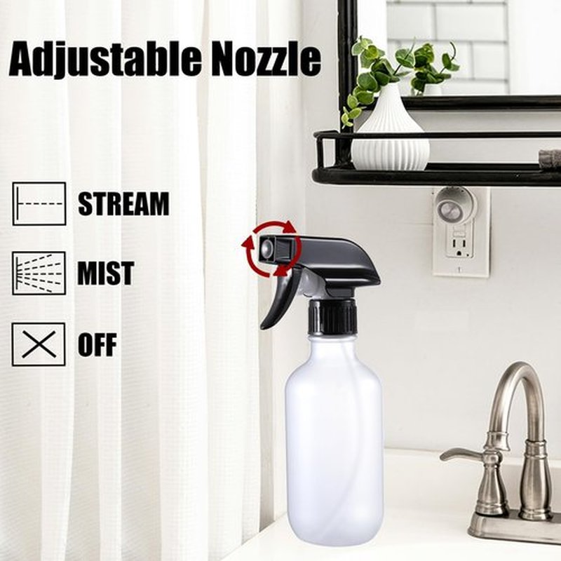 Water Spray Bottle for Hair, Small Squirt Bottle Amber & Frosted Clear, Refillable Empty Mister Spray Bottles with Adjustable Mist/Stream, 10.1 oz Spray Bottles for Hair, Plant, Pet, Cleaning, Cooking