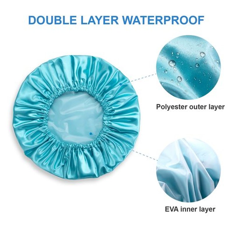 AmazerBath Shower Cap, 4-Pack Shower Caps for Women, Double Waterproof Layers Bathing Shower Hair Caps Protection EVA Shower Caps Reusable, Large Size