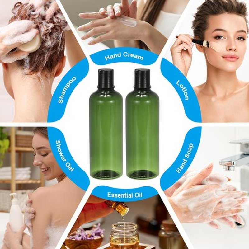 PATIKIL Travel Bottles with Disc Cap, 6 Pcs 3.4 Oz(100ml) Leak Proof Refillable Empty Dispenser Container Squeeze Bottle for Shampoo Toiletries Lotion Cream, Green