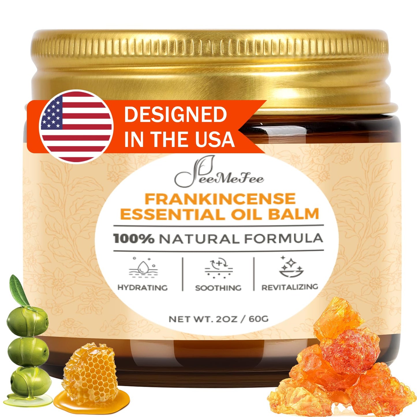 FeeMeFee Frankincense Balm 2oz, Frankincense Essential Oil with Myrrh for Soothing Relief, Muscle Relaxation, Boswellia Serrata, Olive Oil, Vitamin E, Moisturizer for Dry, Cracked Skin