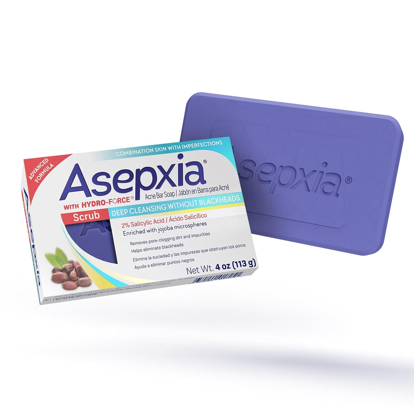 Asepxia Acne Treatment Bar Soap - Deep Cleansing Salicylic Acid Formula | 4 Oz, 1-Pack