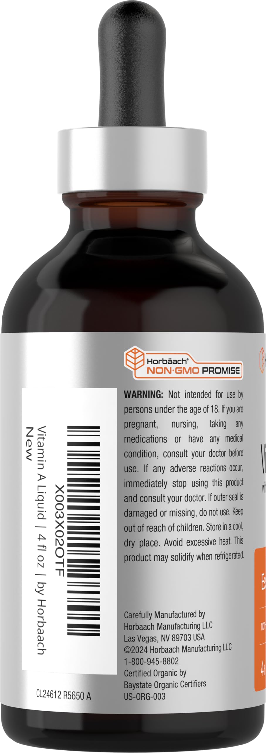 Horbäach Vitamin A Liquid Drops | 4 fl oz | with Organic MCT Oil | Vegetarian, Non-GMO & Gluten Free Supplement