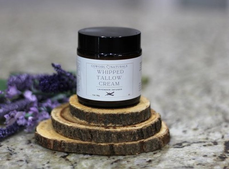 Cow Girls Naturals All Natural Whipped Tallow - 100% Grass fed Tallow Moisturizer - Face + Body - Unscented - Cream for Rosacea, Eczema, Baby Lotion (4 oz, Lavender Infused)