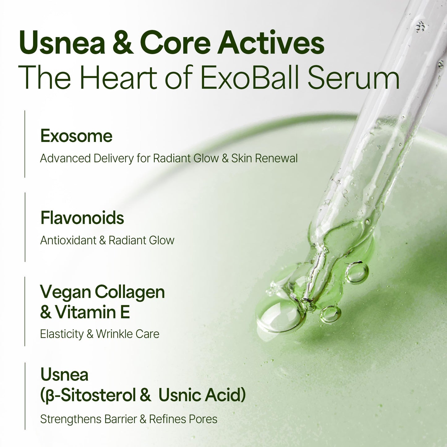 Usnear FOREST Exosome Glow Serum, Niacinamide & Collagen Face Serum for Glass Skin, Hydrating Pore Minimizer & Brightening, Korean Skincare, 1.01 fl oz