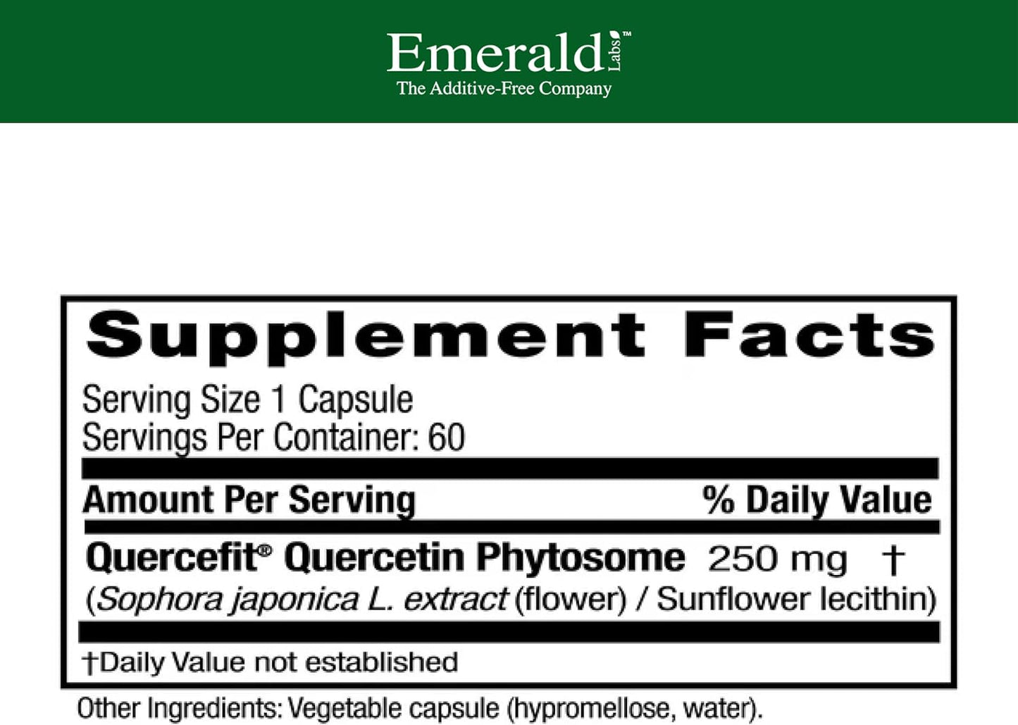 Quercetin Phytosome Complex for Immune Support - Vegan & Gluten-Free - 60 Vegetable Capsules