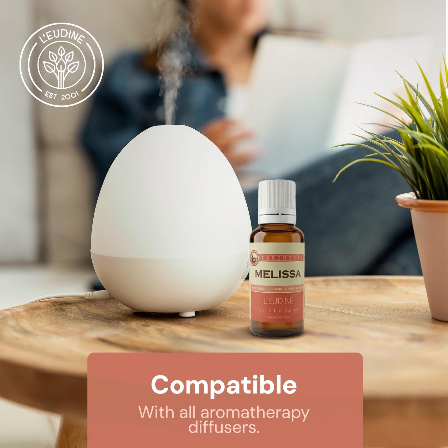 L’EUDINE Melissa Essential Oil – 1fl oz Therapeutic-Grade Lemon Balm Essential Oil – All-Natural Pure Lemon Balm Extract – Melissa Oil Essence for Aromatherapy, Stress-Relief, Muscle Discomfort