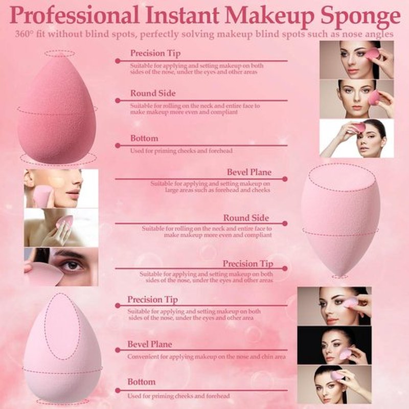 14 Pcs Makeup Sponge Set,Beauty Sponges Blender with 4 Pcs Powder Puff and 4 Pcs Mini Make up Sponges Valentine's Day,Mother's Day for Women Liquid,Foundation,Powder,Concealer,Cream(Pink)