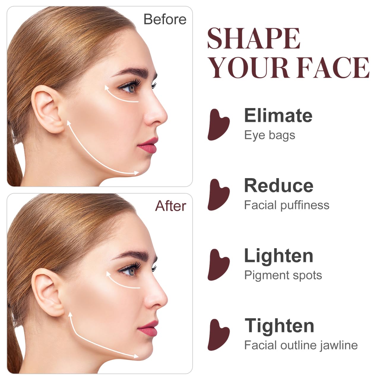 Gadpiparty Natural Jade Gua Sha Facial Massager Tool 3.14X1.96In Pink Scraping Plate for Face Eye Relaxation Skin Hydration Circulation Massage
