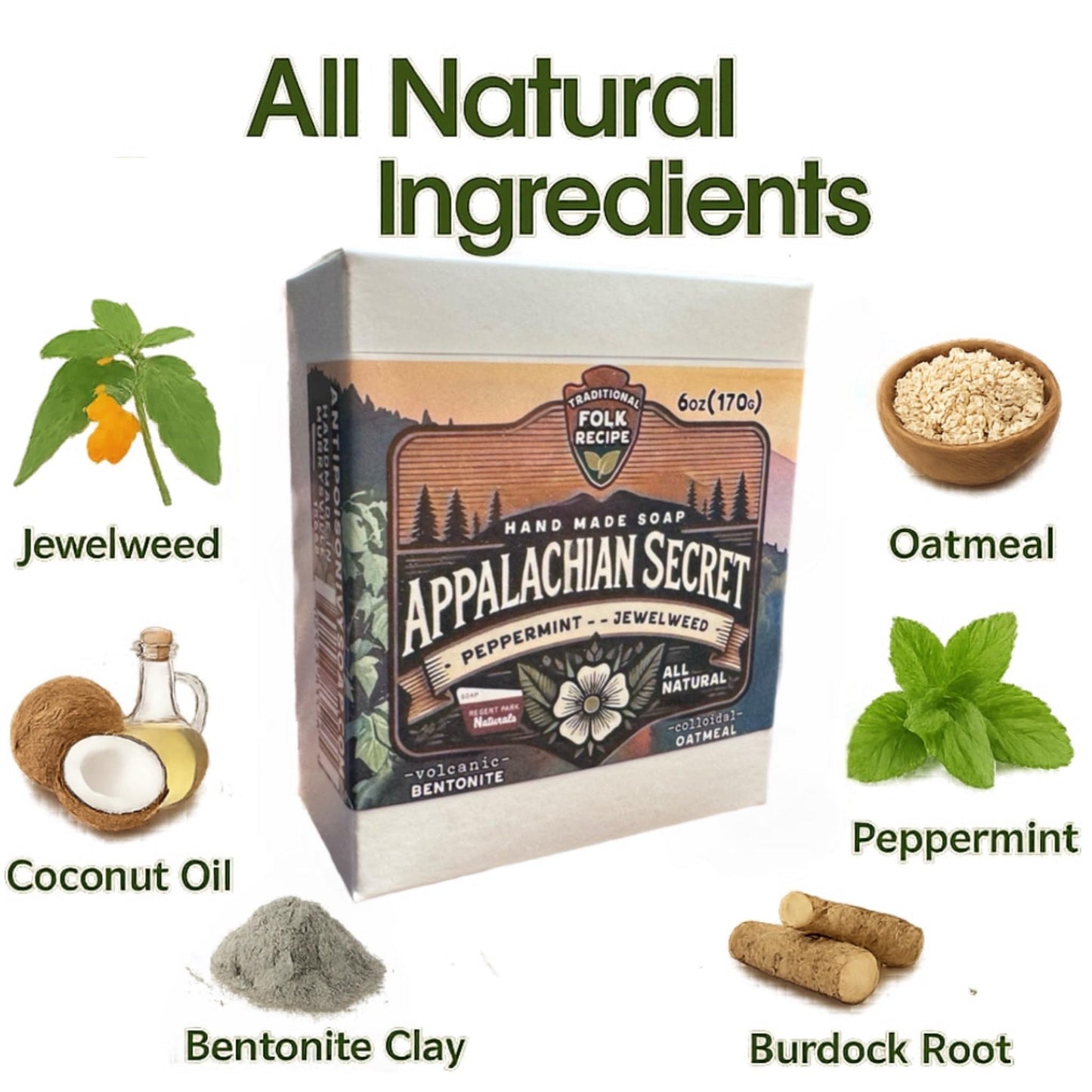 Regent Park Naturals Poison Ivy Soap – Appalachian Secret, Large 6 oz Oil-Binding Bar with Jewelweed, Oatmeal & Bentonite Clay (3-Bar Pack)