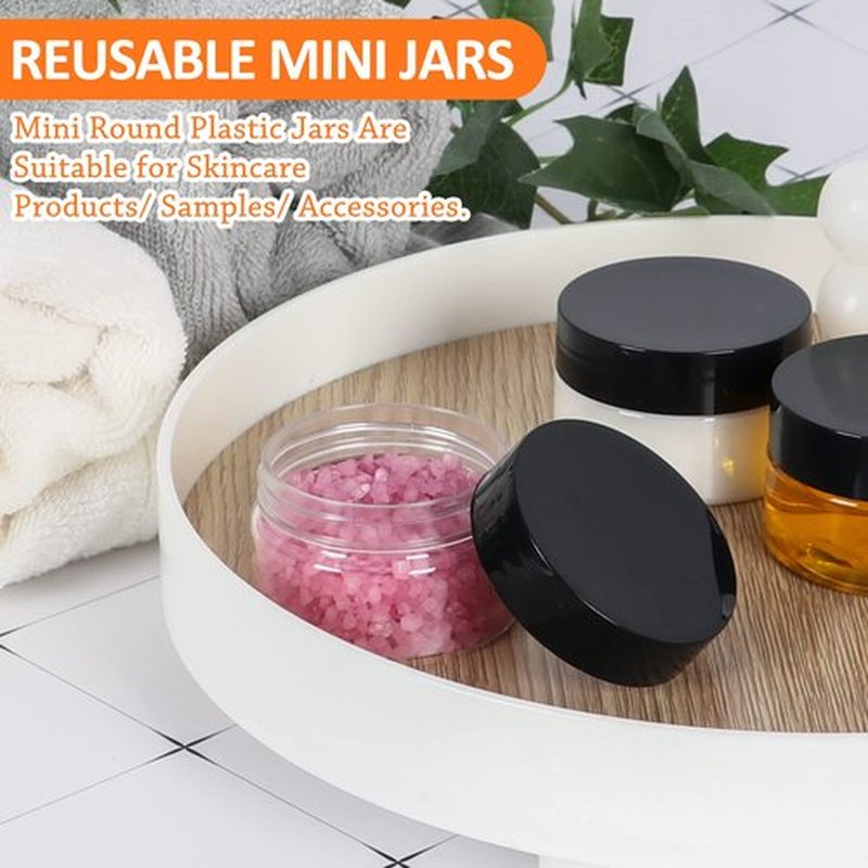 1oz Containers with Lids 28Pack, Jaisie.W 1 oz Plastic Containers with Lids- Clear Refillable Cosmetic Small Plastic Containers with Black Screw Lid for Liquid and Solid Products (1 oz, 28Pack)