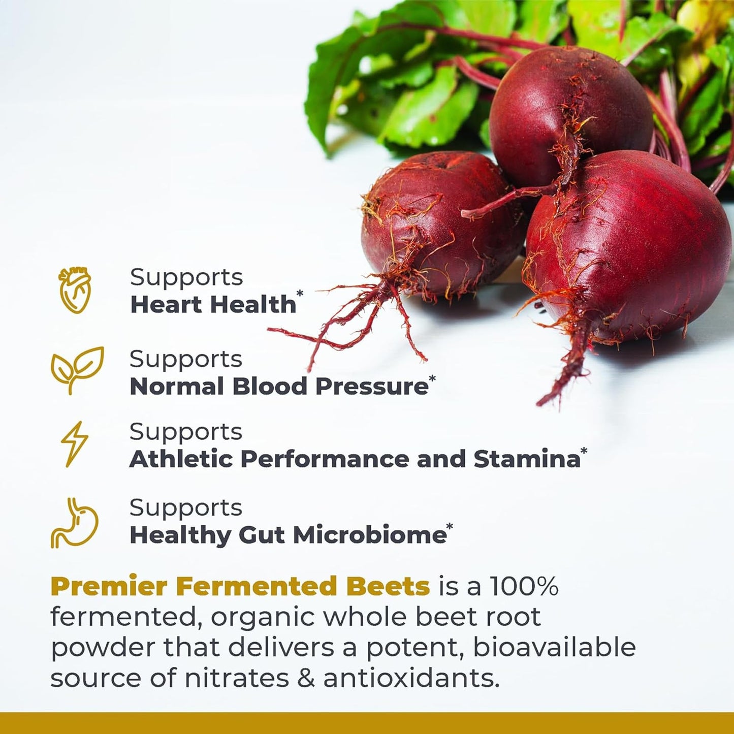 Premier Research Labs Premier Fermented Beets - Beet Root Powder Fermented, Organic Fermented Beets for Men & Women, Beetroot, Nitrates, Blood Pressure Support, USDA Organic - 6.3 Oz Jar