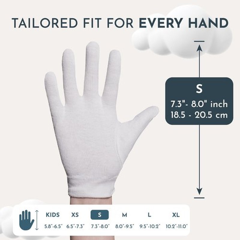 Gaxcoo Cottonnerie Cotton Gloves for Dry Hands Sleeping, Moisturizing Gloves Overnight, Hand Moisturizer Gloves, Moisture Gloves for Dry Hands Overnight, Sleeping Gloves, Eczema Gloves, Small 7 Pair
