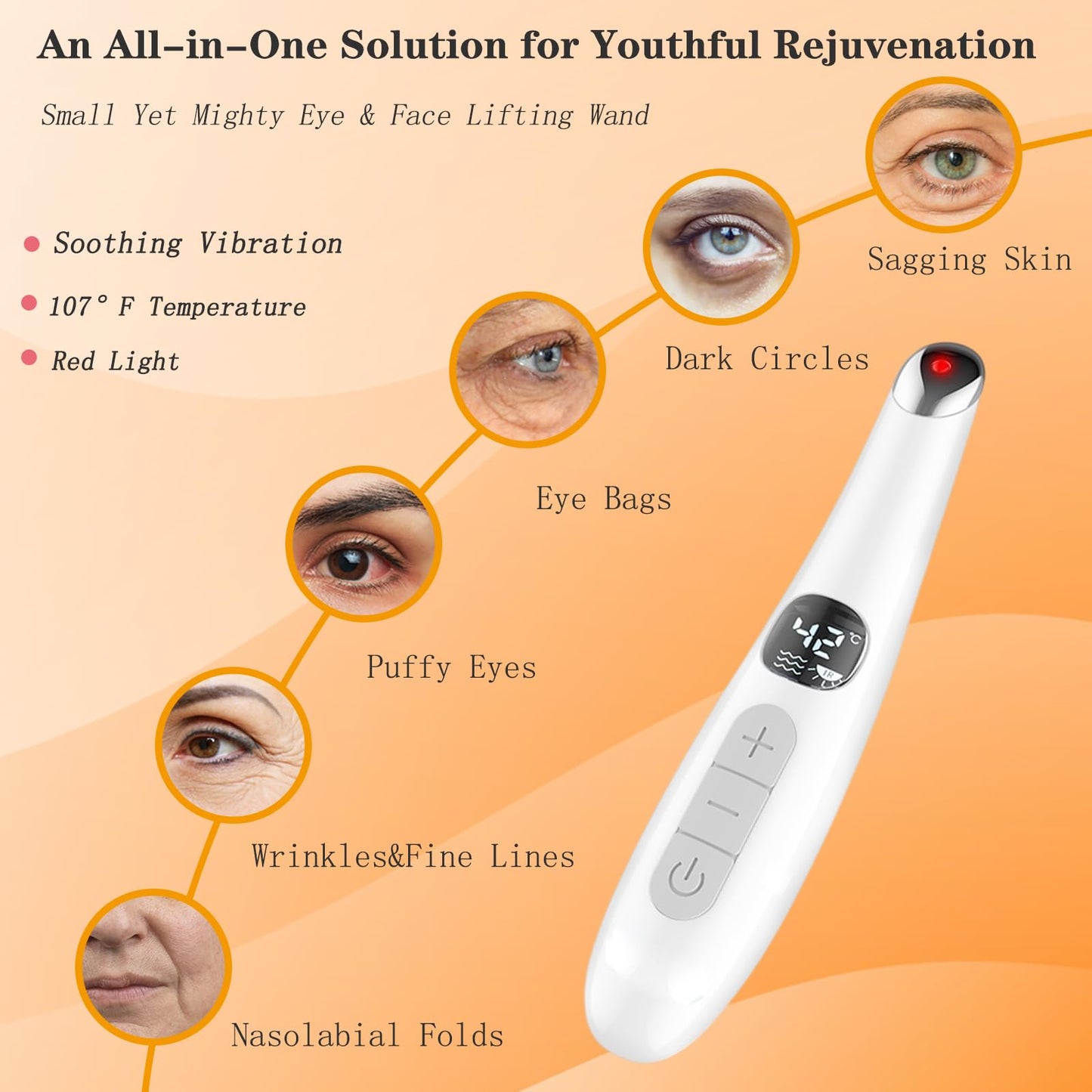 Vowleike Heated Eye Wand, Pure White
