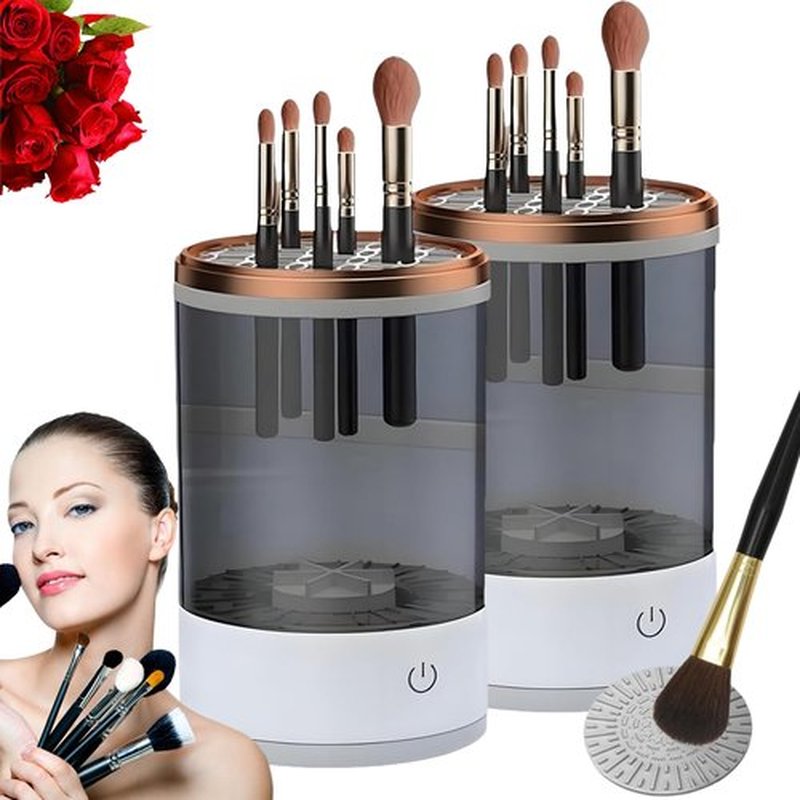 Beauty Swirl Cosmetic Brush Cleaner, The Cozy Luna Brush Cleaner, Efficient Electric Makeup Brush Cleaner Machine, Automatic Makeup Brush Cleaner, Deep Spinning Cleaning (2-Black-Plug in)