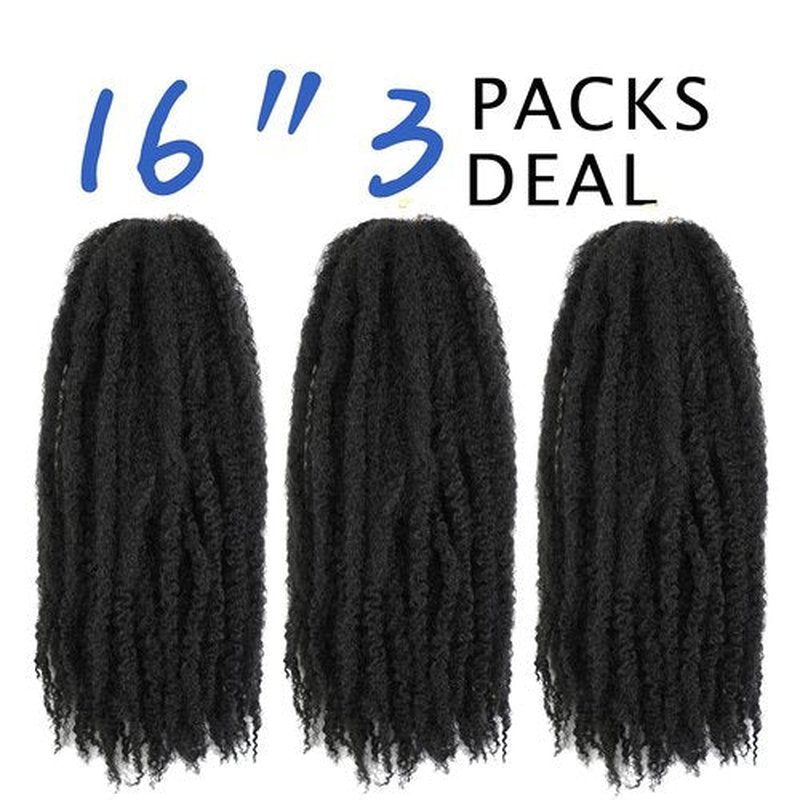 Ayana Marley Hair 3 Packs Marley Twist Braiding Hair Marley Braiding Hair For Faux Locs Crochet Hair 16Inch Long Afro Synthetic Hair Extensions (16 inch-3 pack, 1B)
