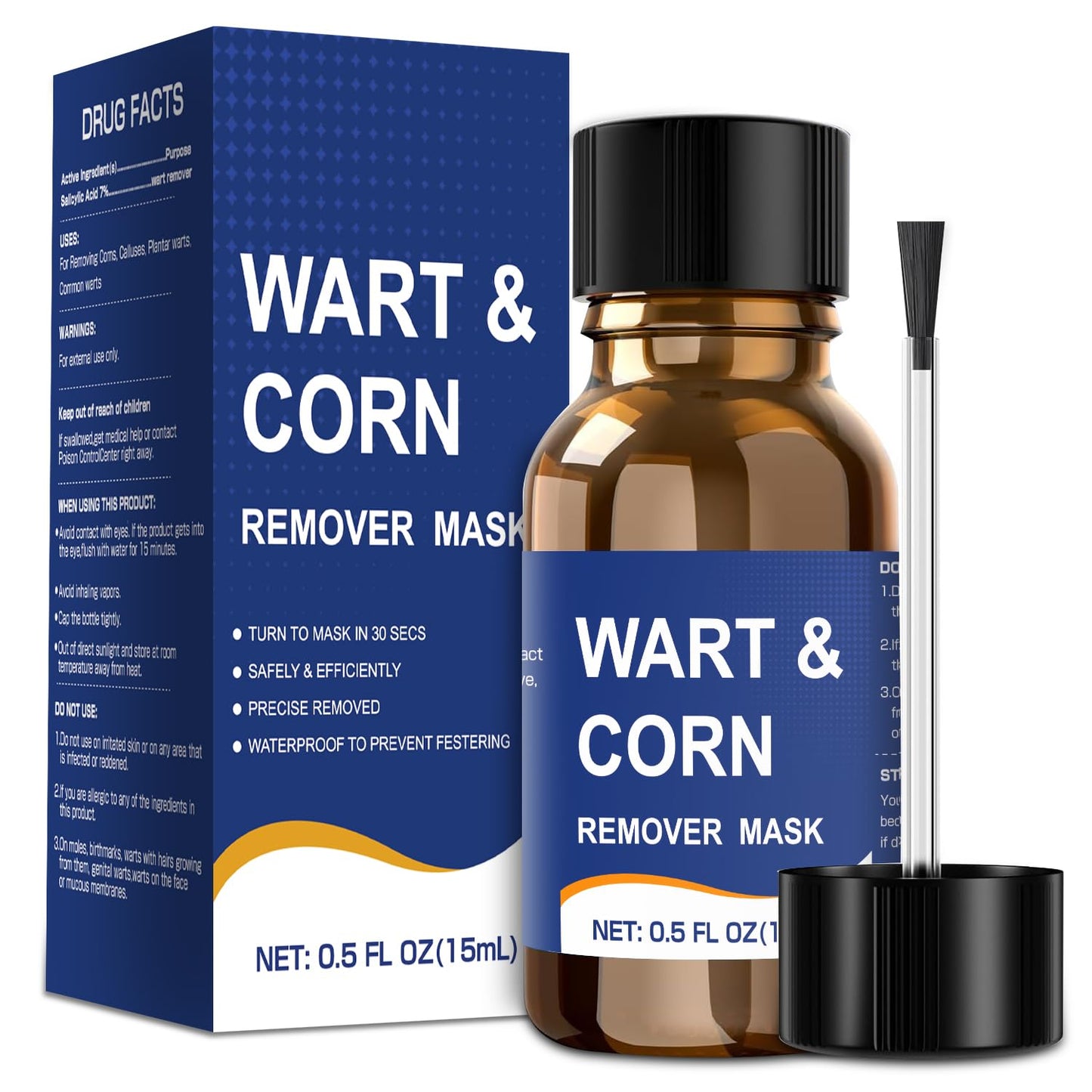 Wart Remover Liquid with Salicylic Acid for Feet and Hands, Plantar Wart and Corn Remover Freeze Off Formula, Fast Acting Treatment for Common Flat Warts, Corns and Calluses 15 ml (0.5 fl oz) 3 pack