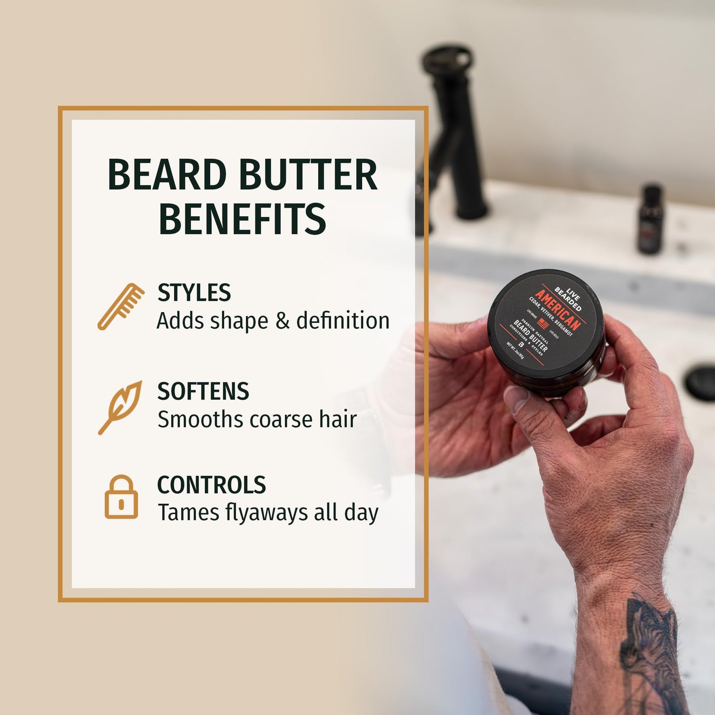 Live Bearded® Beard Butter, Executive, Cedar, Vanilla, 3 fl oz