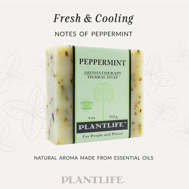 Plantlife Peppermint Bar Soap - Moisturizing and Soothing Soap for Your Skin - Hand Crafted Using Plant-Based Ingredients - Made in California 4oz Bar