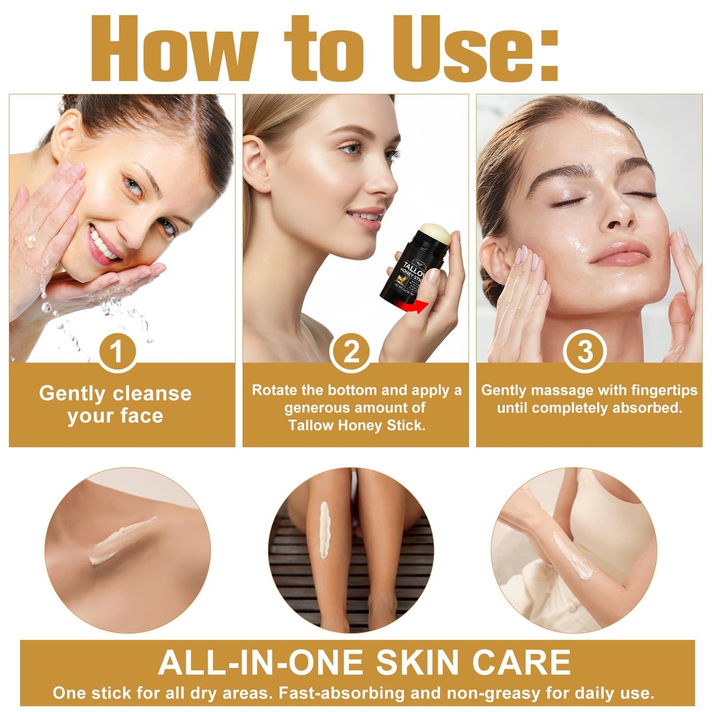 Mariayu Beef Tallow for Skin, Tallow and Honey Balm Stick for Face & Body, 100% Grass-Fed Beef Tallow, with Raw Honey and Beeswax, Natural Formula and Nourishing Dry Skin Care
