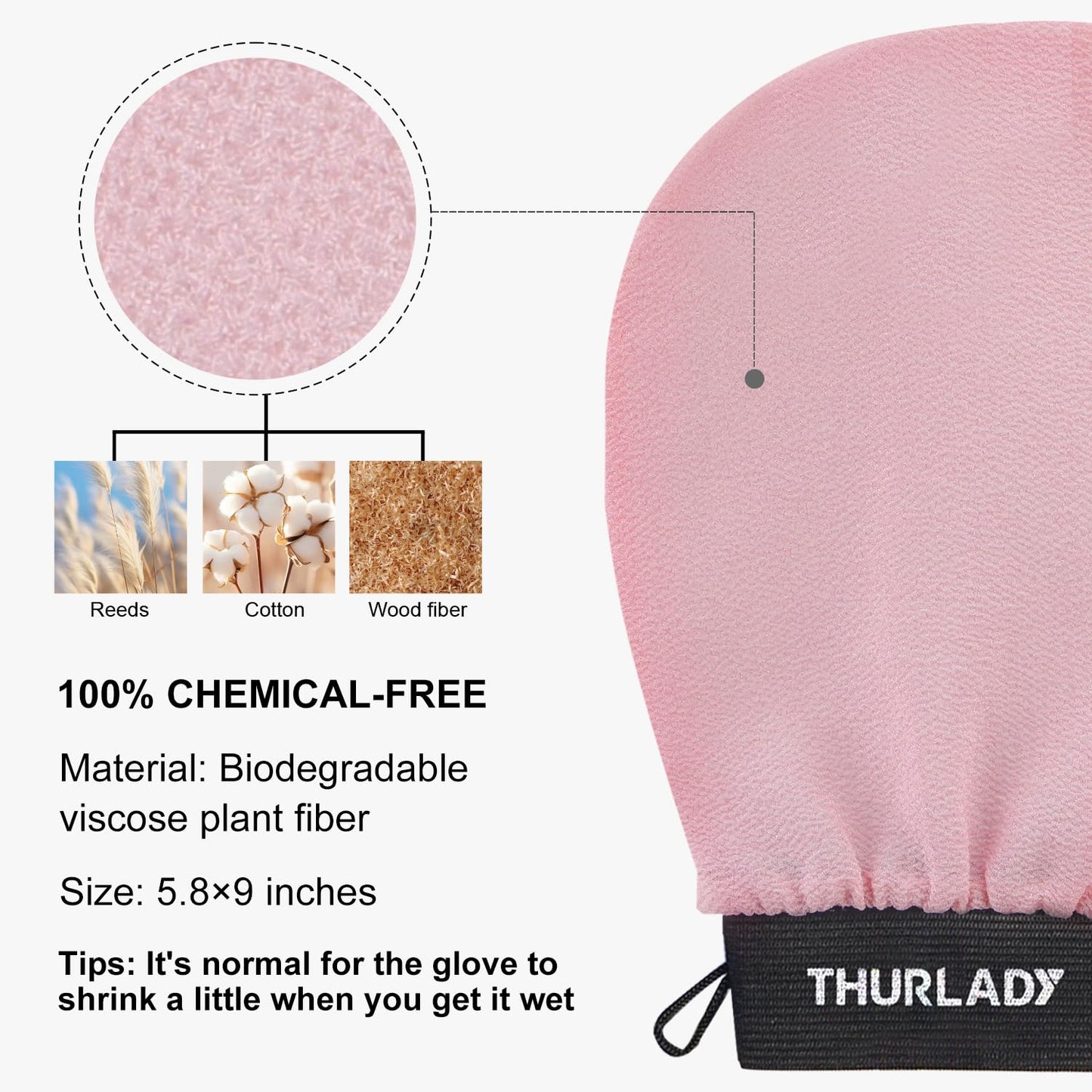 THURLADY Exfoliating Glove, Korean Exfoliating Mitt, Body Scrub, 3ct