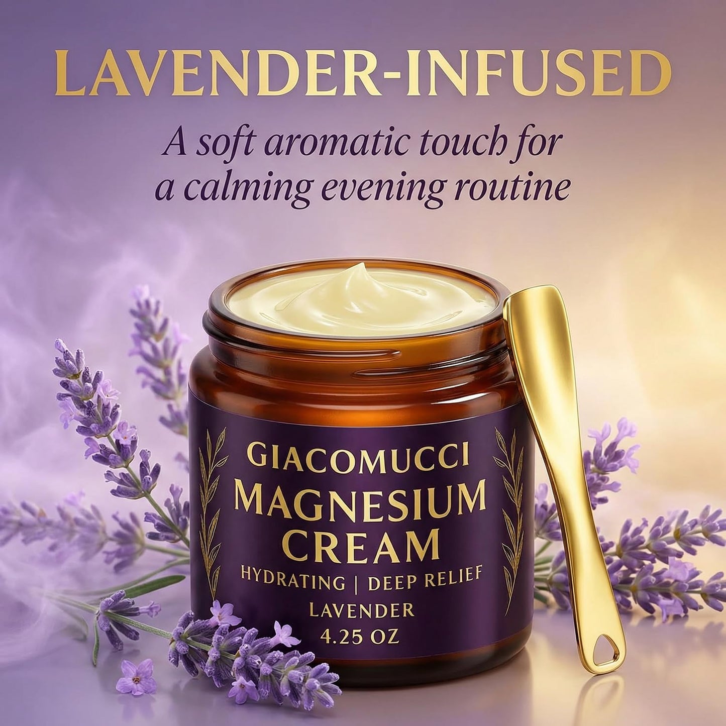 Magnesium Cream for Nighttime Relief - Magnesium Chloride Body Balm - Fast Absorbing Leg, Arm & Chest Lotion - Sleep Support & Wellness Recovery -Safe for Kid - Lavender