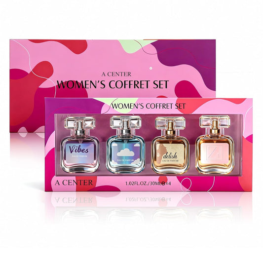 Premium Women's Cologne-Style Perfume Set - 4 x 30ml Eau de Parfum Collection | Vibes Euphoria, Soft Cloud, Elixir & Delish
