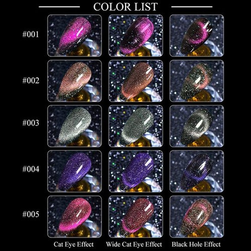 MIZHSE Cat Eye Gel Nail Polish 10 Colors, Magnetic Gel Polish Set with Magnet Stick Black Gel, Holographic Shimmer Galaxy Effect Cat Eye Nail Gel Soak Off Nail Art Manicure Kit Gift for Women