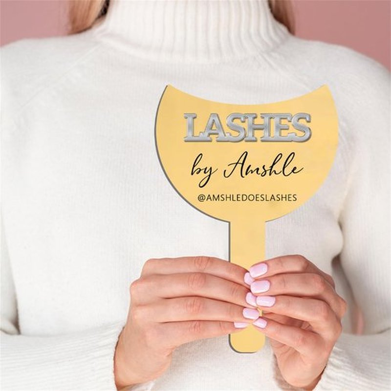 Tammnjo Personalized Name Lash Prop Mirror Custom Eyelash Technician Handheld Mirror Prop Social Media Prop Acrylic Beauty Room Prop Decor Makeup Photo Prop Lash Room Prop Decor Aesthetics Signage