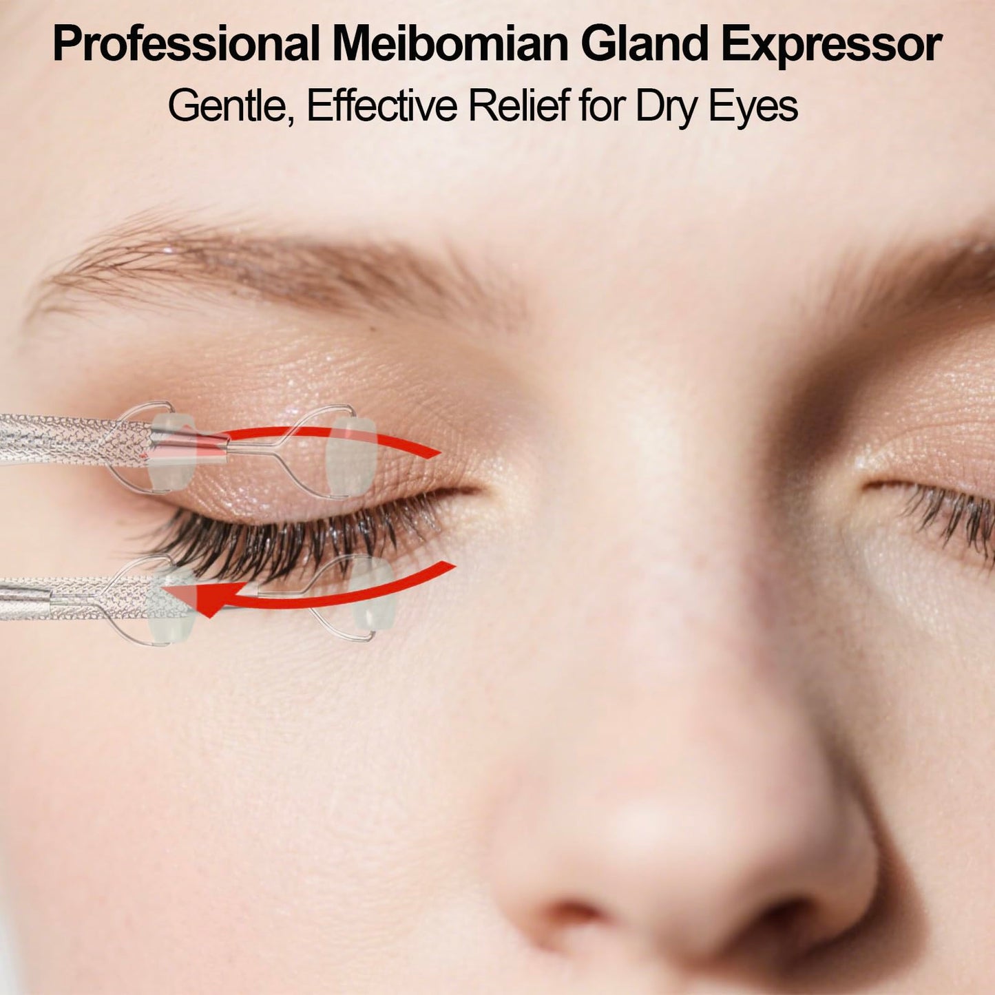 NKQ Metal Eyelid Massage Wand for Dry Eyes,Eyelid Roller for Chalazion,Stye & MGD Relief,Improves Meibum Flow & Unclogs Oil Glands,Gentle Meibomian Gland Expression for Blocked Eyelid Glands (mini)