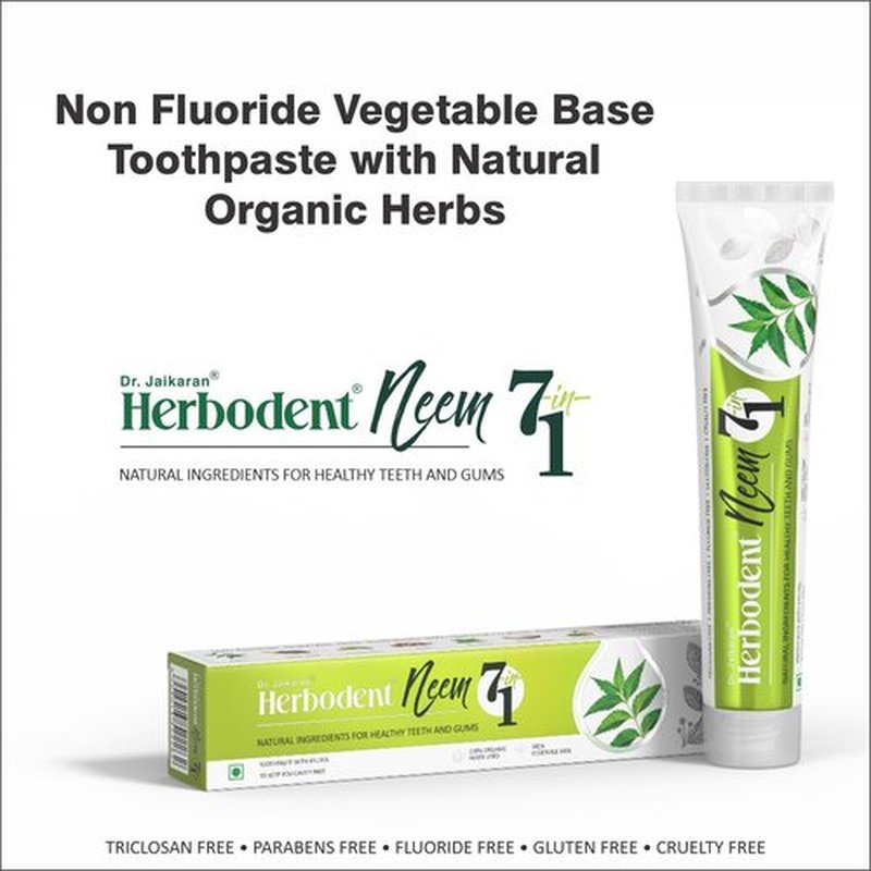 Herbodent® NEEM 7 in 1 Toothpaste-Organic Herbs-Neem, Black Seed & Xylitol for Anti Cavity-Cardamom & Mint for Taste & Freshness-Baking Soda for Excellent Cleaning-No Fluoride, No Paraben -6.53Oz (2)