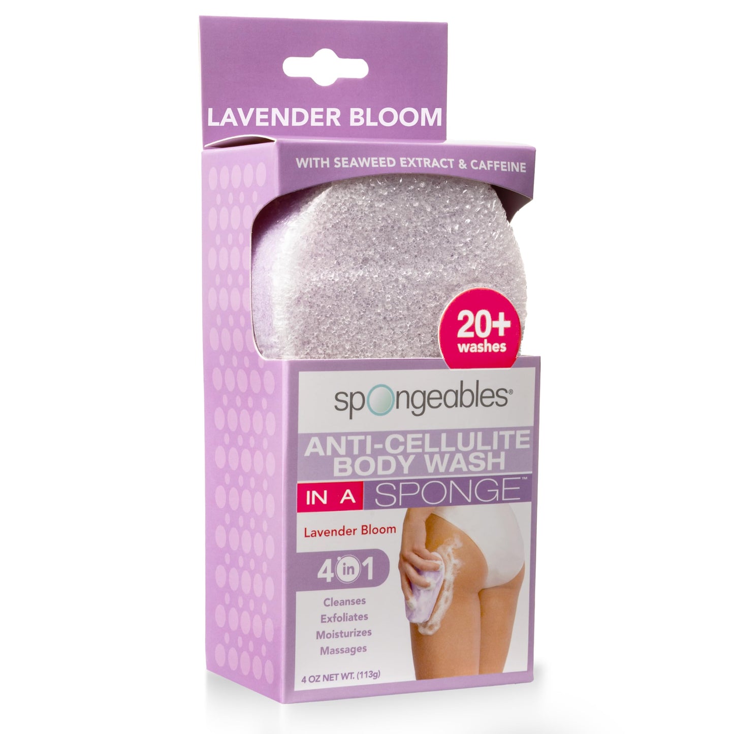 Spongeables Anti Cellulite Body Wash in a 20+ Wash Sponge, Lavender, 1 Count