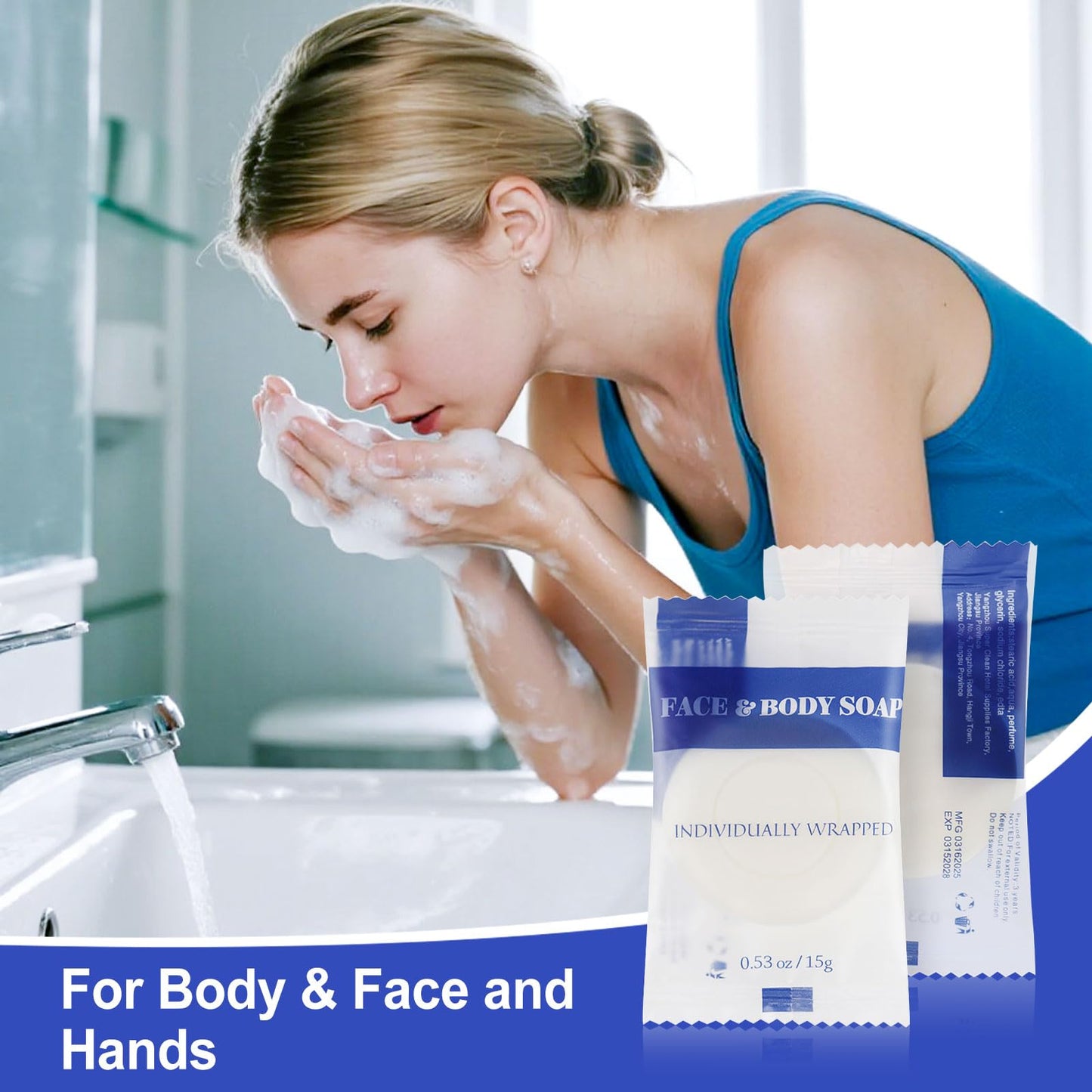 Travel Size Bar Soap in Bulk, Individually Wrapped Disposable Mini Soap for Hand Face & Body Mini Toiletries Amenities Kit Hotel, Shelter/Homeless/Nursing Home/Charity/Motel/Guest 0.53 oz (10 Pack)