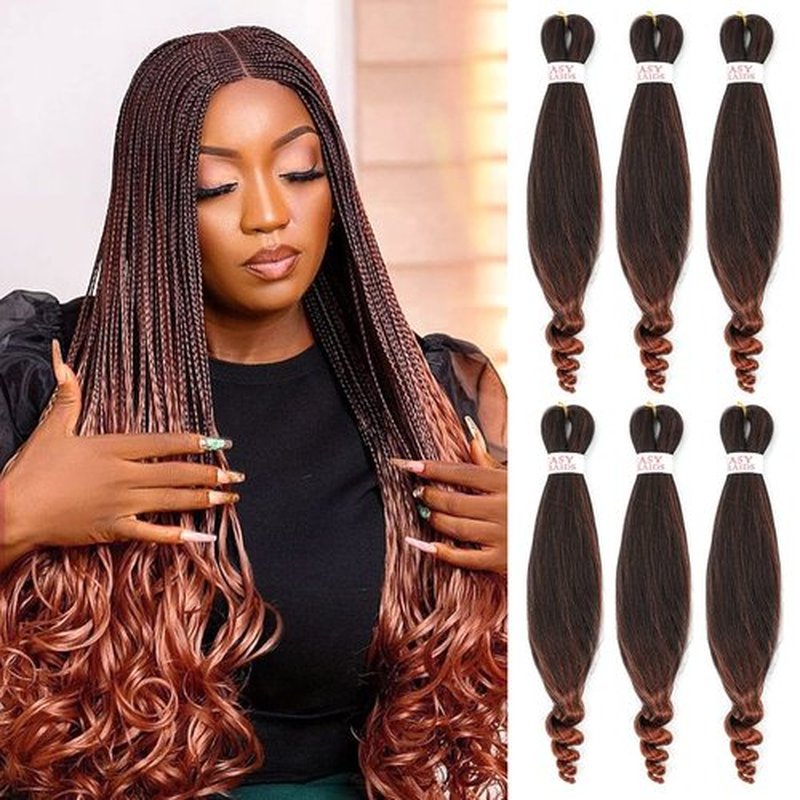 Pre Stretched Braiding Hair Curly Crochet Braids Ginger Easy Braid Crochet Hair Freetress Braiding Hair Pre Stretched Soft Yaki Straight Hair For Braiding (22inch（pack of 6）, T350)